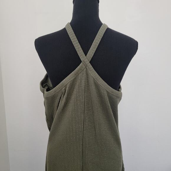 Old Navy 3X Ribbed Maxi Dress Green Halter Neck Alpine Tundra Shelf‎ Bra Casual - Picture 7 of 15